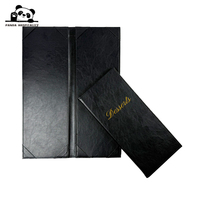 Porte-menu en cuir PU noir avec logo personnalisé en feuille d'or, dossier de menu pour restaurant, porte-menu pour hôtel, porte-liste de vins.