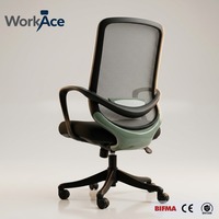 Chaise de conférence de bureau moderne confortable, maille haute élasticité respirante, ergonomique, réglable, pivotante, rotative, pliable WorkAce