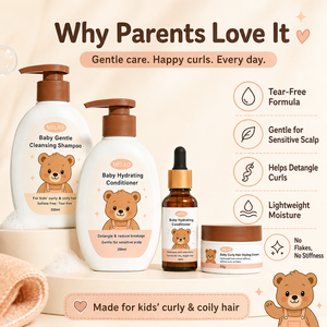 Curly Hair Care Set Gentle <b>Shampoo</b> Conditioner Styling Cream For Kids Coily Hair Sulfate Free Tear Free Daily - Product Image 1