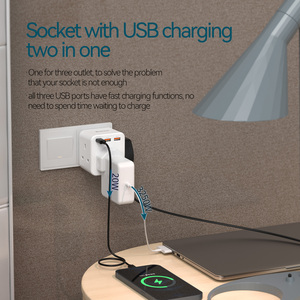 Wontravel 20W PD QC 3.0 Quick Charger 3 Way <b>USB</b> Outlet <b>Plug</b> Extender UK Wall Socket - Product Image 2