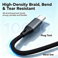 Câble de charge magnétique USB C vers USB C 100W, charge rapide, cordon tressé Type C, transfert de données 480 Mbps pour ordinateur portable, tablette, téléphone