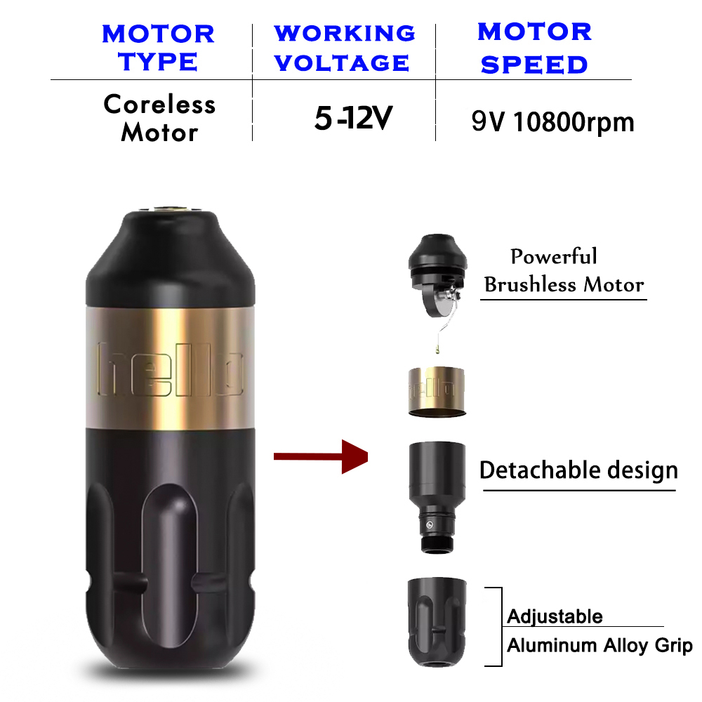 XNET Rotery Tattoomachine カラーワークに最適 XNET Hello Rotary Tattoo Pen Machine - Powerful & Portable