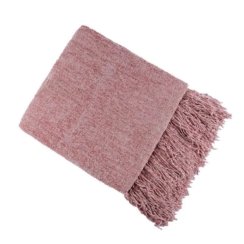 Chăn Vải Chenille Dệt Sang Trọng Chăn Vải Chenille Du Lịch Trang Trí Bằng Acrylic Manta Couture Có Tua Rua