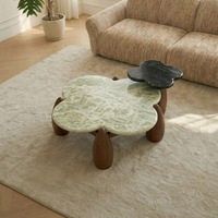 Table basse Wabi-Sabi créative en bois naturel en forme de fleur, faite à la main, écologique, design minimaliste, table d'appoint pour salon