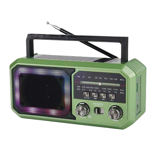 Portable Emergency Solar BT Radio Hand-cranked FM/AM/SW SOS Weather Forecast LED Flashlight Power Bank Earphone Built-in Speaker