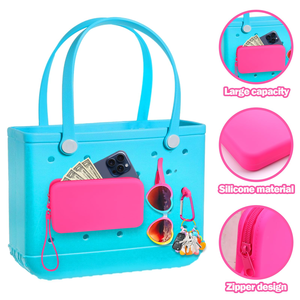 กระเป๋าซิลิโคนรูปทรงสี่เหลี่ยมผืนผ้าแบบมีรูสำหรับใส่เหรียญลายการ์ตูน ขายส่งแบบ DIY - Product Image 2