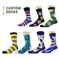 Vente en gros de chaussettes fantaisie longues personnalisées de haute qualité Chaussettes amusantes respirantes colorées pour hommes