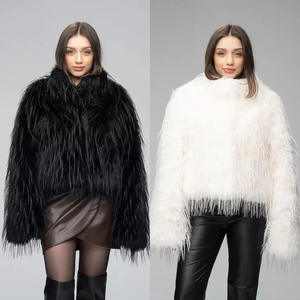 <span class=keywords><strong>Manteau</strong></span> d'hiver pour femmes, noir, blanc, violet, épais, chaud, en fourrure, veste en fourrure longue <span class=keywords><strong>imitation</strong></span>, veste en peluche moelleuse, manteaux moelleux - Product Image 1