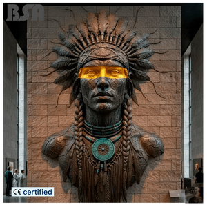 ประติมากรรมใบหน้าอินเดียที่ทำจากทองสัมฤทธิ์คุณภาพสูง รูปปั้นทองแดงสำหรับตกแต่งในบาร์ บาร์สูบบารากุ และไนต์คลับ - Product Image 1