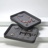 Plateau de présentation de bijoux gris de luxe, organisateur en microfibre pour boucles d'oreilles et bijoux, plateau de présentation pour emballage de bijoux