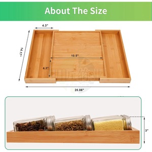 3 Tier Seasoning Storage Tray Adjustable <strong>Kitchen</strong> Drawer Organizer Expandable <strong>Spice</strong> Drawer Organizer Bamboo <strong>Spice</strong> <strong>Rack</strong> for Drawer - Product Image 2