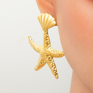 ต่างหูแฟชั่น ประดับมุกเทียม รูปทรงเรขาคณิต รูปดาว ชุบทอง 18K เครื่องประดับสำหรับออฟฟิศและอาชีพ EH11467 - Product Image 4