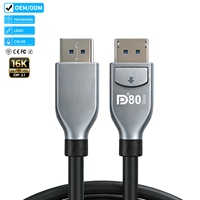 Câble DP vers DP de haute qualité OEM/ODM 2.1 80 Gbps 16K 60 Hz 8K 120 Hz, transfert audio et vidéo pour téléviseur HD, projecteur, moniteur, ordinateur portable