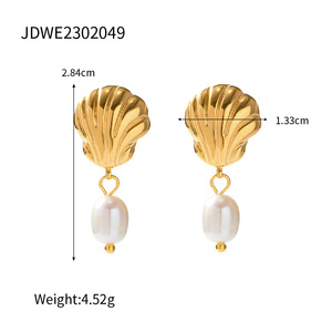 Pendientes de Seda Marina con Imitación de Perlas de Concha Oceánica, Chapados en Oro, de Acero Inoxidable, Joyería para Mujer, Ideales para Vacaciones en la Playa - ¡Gran Venta! - Product Image 3