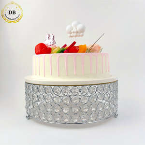 Base <span class=keywords><strong>para</strong></span> Pastel de Boda Dibei de Alta Calidad, Decorada con Espejo, Metal, Cuentas de Cristal Acrílicas, Plateada y Dorada - Product Image 2