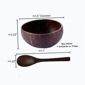 Bol à smoothie en bois de coco brun avec coque, intérieur blanc, en bois d'acacia, style Bouddha - Product Image 1