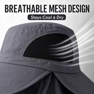 Sombrero de verano transpirable, anti-UV e impermeable, diseño personalizado, para montañismo, pesca, para hombres y mujeres, sombrero de pescador. - Product Image 5