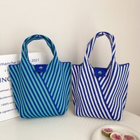 Nouveau style français logo personnalisé laine déjeuner seau sacs à main et sacs à main mignon tricoté fourre-tout petits sacs à main pour les femmes