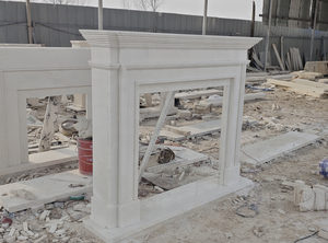 <span class=keywords><strong>Cheminée</strong></span> en marbre autoportante sur mesure avec design traditionnel sculpté à la main pour usage intérieur en hôtel, cheminées en pierre - Product Image 6