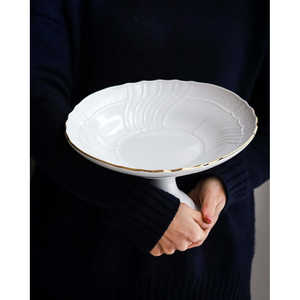 Base para Pastel de Porcelana Blanca Vecchio Ginori con Borde Dorado, Muebles Elegantes y Decoración para el Hogar 0g - Product Image 4