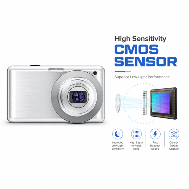 Portable Camera 64MP Photo Resolution 12X Zoom Appareil Photo for Content Creators Continuous Shooting Compact Video Camera