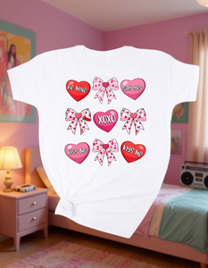 T-shirt girocollo da donna Resyla, vestibilità ampia, stile Y2K, stampa cuore e fiocco, manica corta, 100% cotone jersey, primavera estate - Product Image 2