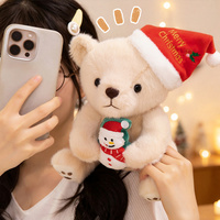 Lindo Oso de Peluche Navideño con Gorro de Santa Claus, Juguete de Peluche Suave con Decoración Navideña para Niños, Regalo de Cumpleaños y Navidad