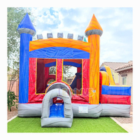 Toboggan aquatique gonflable combiné avec piscine à éclaboussures, château gonflable, maison de saut pour l'été dans la cour
