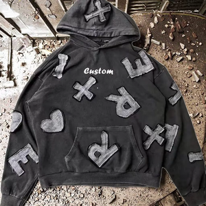 Cổ Điển Axit Rửa Đứng Áo Thun Hoodie Cho Nam Giới Nặng Thời Trang Đường Phố Logo Mùa Thu Rắn Màu Khối Rửa Sạch Dây Kéo-up Xl - Product Image 5
