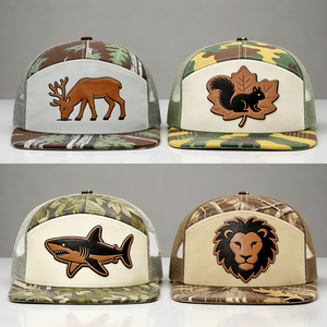 Gorra de Béisbol Deportiva Ajustable con Parche de Cuero Personalizado y Logotipo Bordado, Gorra Trucker de Camuflaje de 7 Paneles de Alta Calidad 168 - Product Image 3