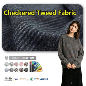 Tissu en <span class=keywords><strong>tweed</strong></span> à carreaux bleu-noir, 30% laine, 70% polyester, texture claire, tissu tissé pour la confection de manteaux et de vestes pour hommes - Product Image 1