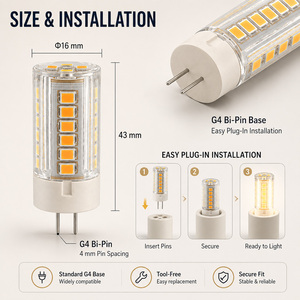หลอดไฟ LED G4 แบบ Bi-Pin 4W GY6.35 350-400LM SMD 2835 เซรามิก AC DC 12V ปรับความสว่างได้ มาตรฐาน FCC Energy Star CE RoHS 25000H รับประกัน 2 ปี - Product Image 2