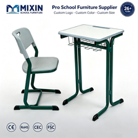 Ensemble Chaise et Table d'Apprentissage Scolaire avec Cadre en Acier, Plateau Multi-Niveaux et Tiroir Tubulaire – Mobilier Essentiel pour Salle de Classe