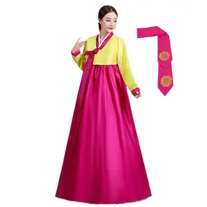 Gaun Hanbok wanita, Gaun tradisional Korea elegan berkualitas dengan hiasan kepala KTWD-001