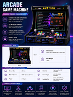 Borne d'arcade de table pour 2 joueurs avec double joystick à cristal, console vidéo rétro, 110V 240V, unité de jeu de bar industrielle