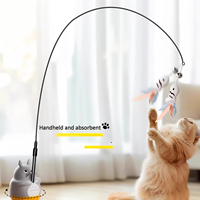 Jouet pour chat à longue tige avec plumes et clochette, résistant aux morsures, pour l'auto-entretenissement, anti-ennui et exercice physique, pour chatons, fournitures pour animaux de compagnie