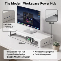Elegante Soporte Elevador de Monitor de Metal Blanco de 550 mm, Organizador Tecnológico Moderno para iMac y Espacio de Trabajo Profesional