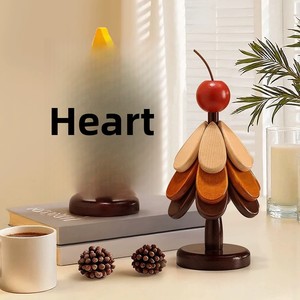 Elegant Christmas <b>Tree</b>-Shaped Insulated Placemat Table Mat Solid Wood Heat-Resistant Foldable Coaster Bowl Pad - Product Image 3