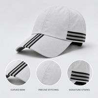 Gorra Deportiva de Alto Rendimiento con Franja Lateral Personalizada, Reflectante Negra, Ligera, Venta al Por Mayor, Suministro Directo de Fábrica