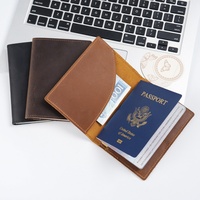 Porte-documents et porte-passeport en cuir Crazy Horse, cuir véritable vintage, multifonctionnel, porte-billets d'avion et porte-cartes