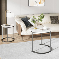 Ensemble moderne de 2 tables basses rondes Accent Marbre Texture pour salon Réception Design élégant de nidification pour la maison ou le bureau