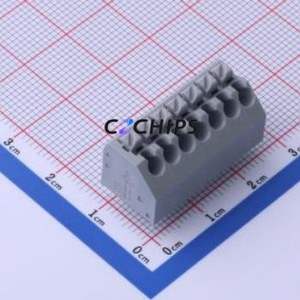250-207 Spring Terminal Block Through hole Component (THT),P=3.5mm Connector 1x7P 3.5mm Gray 7P - Product Image 1