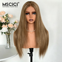 Perruque en cheveux humains vierges bruts birmans, vente en gros d'usine, lisse, brun clair, perruque frontale en dentelle 13x4, cuticules alignées, perruques de cheveux birmans