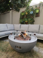 Table de foyer extérieur ronde en gaz pour jardin