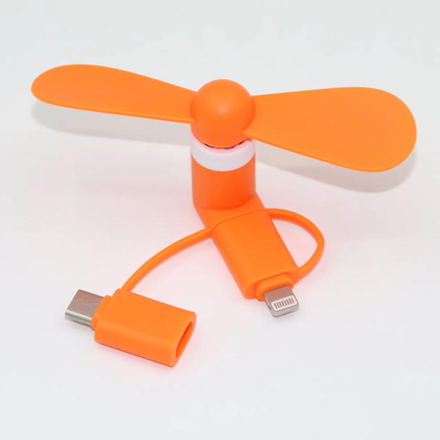 Factory Supply Cheap Price 1C LOGO Printed Mobile Phone Mini Usb Fan 3in 1 Type C Fan for iPhone Type c Phone Fan