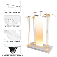 Podium en acrylique personnalisé de haute qualité pour le centre scolaire Table de discours sur scène Podium en acrylique Lumières à LED en acrylique Chaire d'église en acrylique