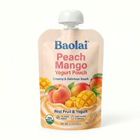 Sachet Doypack personnalisé imprimé en plastique pour jus liquide, gelée, aliments, 90g, avec bec verseur pour yaourt