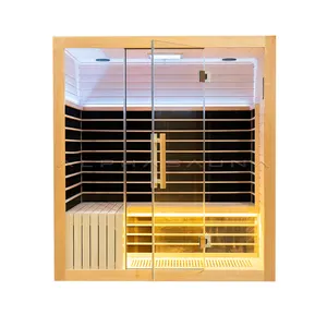 Sauna infravermelha portátil de madeira para casa de luxo, sauna infravermelha com aquecedor, sauna de terapia de luz única infravermelha para venda