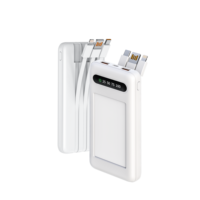 Banco de Energía Solar Portátil de Gran Capacidad de 20000 mAh para iPhone, Cargador para Teléfono con Cable Integrado, Batería Externa de 20000, Personalizable