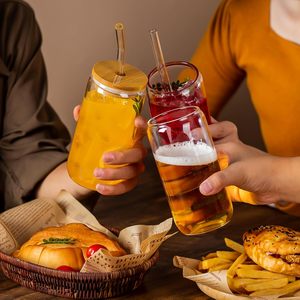 New Products Gifts High Borosilicate <strong>Glass</strong> Ware <strong>Cups</strong> Water Bottle <strong>16</strong> <strong>oz</strong> <strong>Glass</strong> Can <strong>Cup</strong> Tumbler With Bamboo Lid and Straw